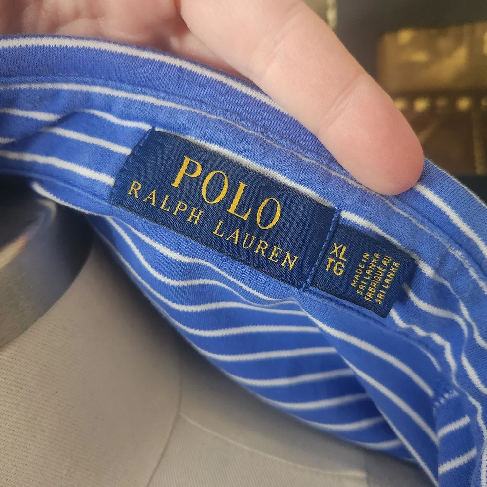 Vintage Blue Striped Polo Ralph Lauren Shirt Size XL